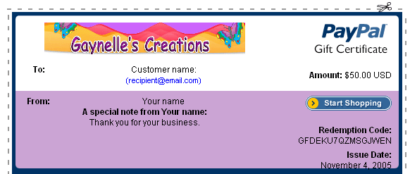 Sample Gift Certificate